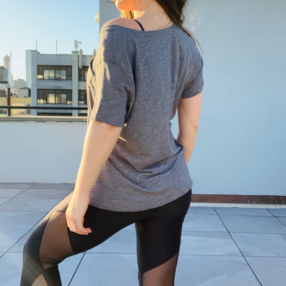 Madewell Gray Basic T-hirt V-Neck Drop Shoulder Top Shirt Oversized Plus - Picture 7 of 16